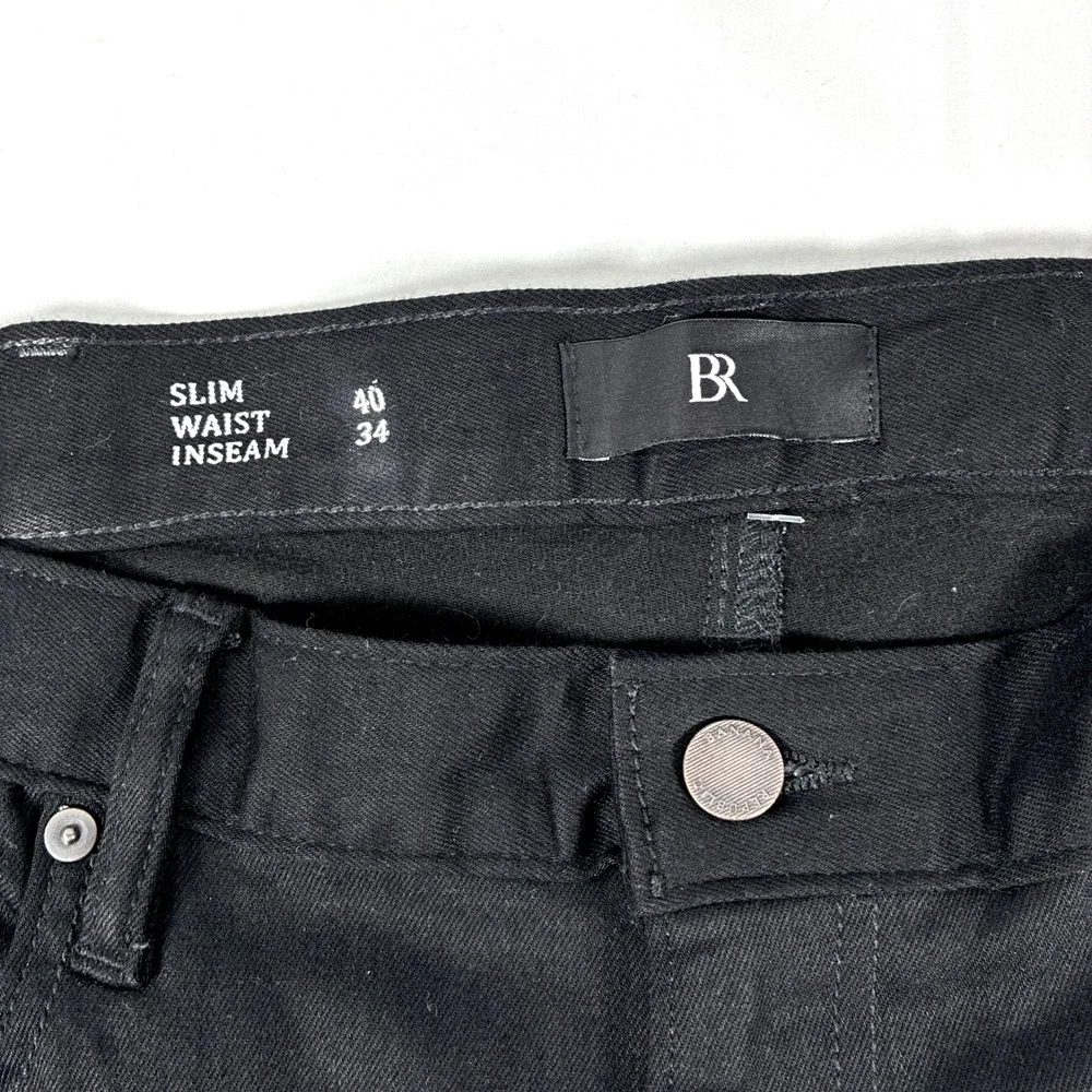 New Mens Banana Republic Slim Fit The Luxe Traveler Black Pants Jeans 40x34 NWOT